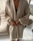 Khina Beige Balloon Sleeve Knitted Cardigan