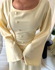 Nasra Yellow Button Detail Top & Skirt Co Ord Set
