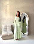 Nasra Mint Button Detail Top & Skirt Co Ord Set