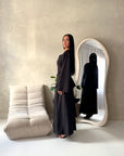 Nasra Black Button Detail Top & Skirt Co Ord Set