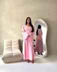 Nasra Pink Button Detail Top & Skirt Co Ord Set