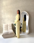 Minal Yellow Linen Lace Detail Top & Trouser Co Ord