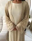 Fria Beige Lace Abaya Modest 2pcs Set