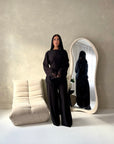 Minal Black Linen Lace Detail Top & Trouser Co Ord