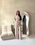 Minal Mocha Linen Lace Detail Top & Trouser Co Ord