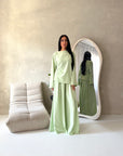Nasra Mint Plain Tie Back Top Trouser Co Ord Set