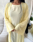 Fria Yellow Lace Abaya Modest 2pcs Set