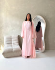 Fria Pink Lace Abaya Modest 2pcs Set
