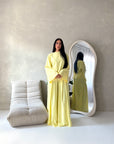 Nasra Yellow Plain Tie Back Top Trouser Co Ord Set