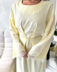 Abi Yellow Linen Lace Detail Summer Dress