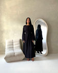Abi Black Linen Lace Detail Summer Dress