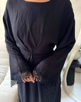 Abi Black Linen Lace Detail Summer Dress