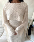 Malika Cream Lace Detail Cape Tie Back Dress