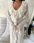 Tara Cream Lace Ruffle Frill Detail Summer Dress