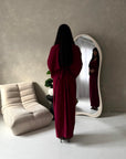 Disha Wine Summer Linen V-Neck Tie Dress