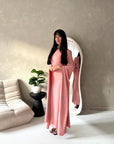 Sisi Pink Pearl Detail Cape Sleeve Tie Back Dress
