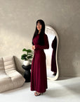 Alayna Wine Soft Gold Buckle Modest Dress