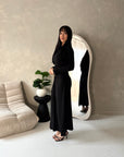Alayna Black Soft Gold Buckle Modest Dress