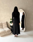 Alayna Black Soft Gold Buckle Modest Dress