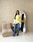 Numa Yellow Summer Embroidery Asymmetrical Top