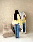 Numa Yellow Summer Embroidery Asymmetrical Top