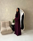 Maliha Plum Plain Drape Cape Top Trouser Co Ord Set