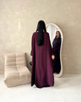 Maliha Plum Plain Drape Cape Top Trouser Co Ord Set