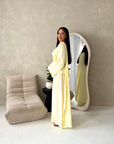 Maliha Yellow Plain Drape Cape Top Trouser Co Ord Set