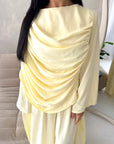 Maliha Yellow Plain Drape Cape Top Trouser Co Ord Set