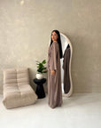 Maliha Mocha Plain Drape Cape Top Trouser Co Ord Set