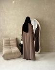 Maliha Mocha Plain Drape Cape Top Trouser Co Ord Set