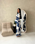 Kyta Navy Mesh Floral Print Tie Back Summer Dress
