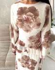 Kyta Mocha Mesh Floral Print Tie Back Summer Dress