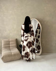 Kyta Brown Mesh Floral Print Tie Back Summer Dress