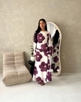 Kyta Plum Mesh Floral Print Tie Back Summer Dress