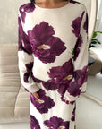 Kyta Plum Mesh Floral Print Tie Back Summer Dress