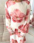 Kyta Pink Mesh Floral Print Tie Back Summer Dress