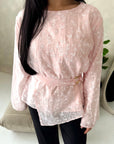 Numa Pink Summer Embroidery Asymmetrical Top