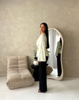 Numa Mint Summer Embroidery Asymmetrical Top
