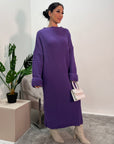 Aya Purple Knitted Roll Neck Jumper Dress