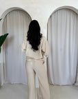 Abi Beige Shirt & Trouser Linen Summer Set