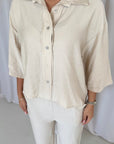 Abi Beige Shirt & Trouser Linen Summer Set