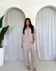 Abi Mocha Shirt & Trouser Linen Summer Set