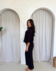 Abi Black Shirt & Trouser Linen Summer Set