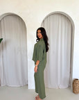 Abi Khaki Shirt & Trouser Linen Summer Set