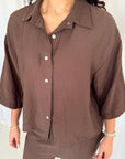 Abi Brown Shirt & Trouser Linen Summer Set