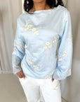 Diya Blue Floral Embroidery Tie Back Top