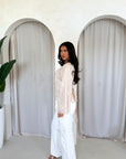 Diya Beige Floral Embroidery Tie Back Top