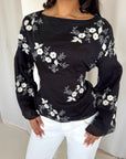 Diya Black Floral Embroidery Tie Back Top
