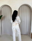 Diya White Floral Embroidery Tie Back Top